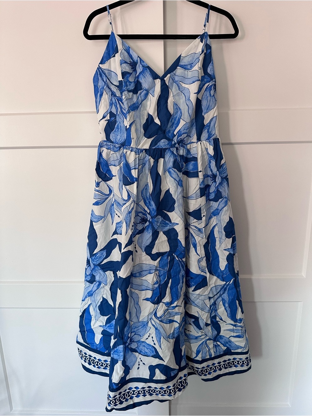 H&M Blue and White Floral Midi Dress